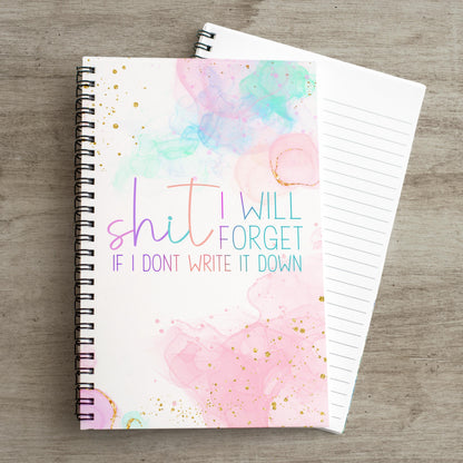 Funny Adult Humor Notebooks - Personalized Spiral Notebook With Lined Pages | SHIT I will forget