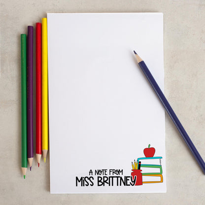 Personalized Teacher Notepad - Custom Name Stationery | Classroom Notepads & Teacher Appreciation Gifts