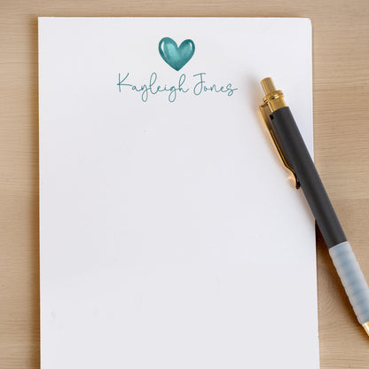 Personalized Notepad – Custom Monogram Notepad with Heart Script Stationery