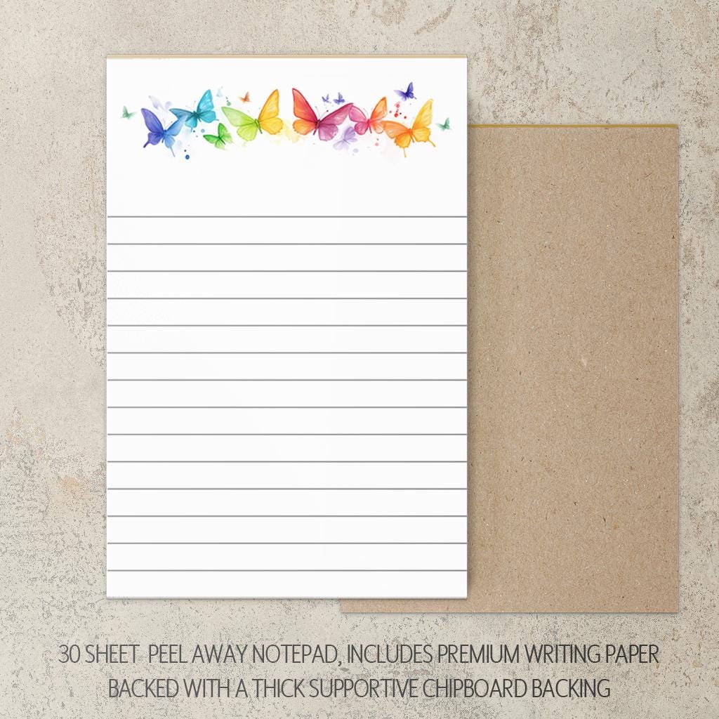 Personalized Stationery Set – Butterfly Letter Sets With Colorful Notepad & Notebook