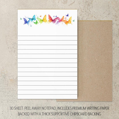 Personalized Stationery Set – Butterfly Letter Sets With Colorful Notepad & Notebook