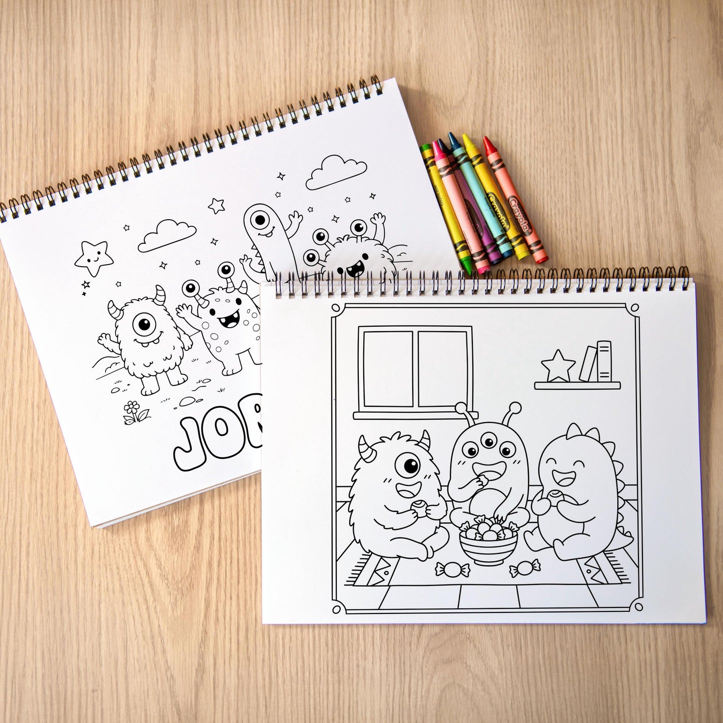 Personalized Coloring Book - Custom Kids Coloring Book With Name & Cute Monster Activity