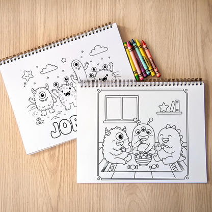 Personalized Coloring Book - Custom Kids Coloring Book With Name & Cute Monster Activity