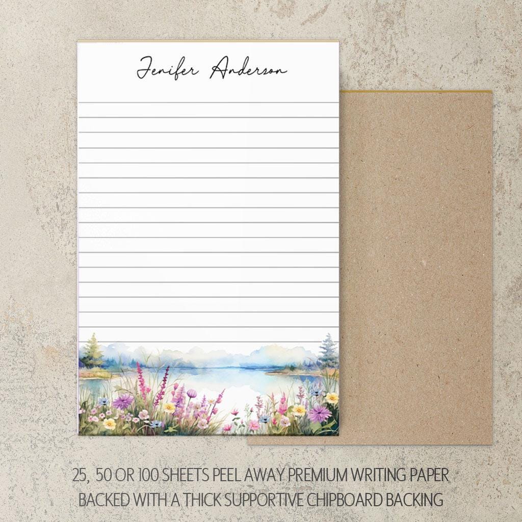 Personalized Notepad – Custom Forest Wildflower Note Pad with Name | Nature Lovers Gift