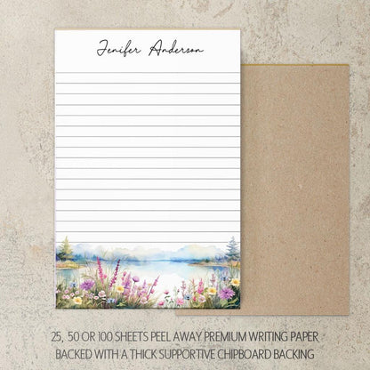 Personalized Notepad – Custom Forest Wildflower Note Pad with Name | Nature Lovers Gift