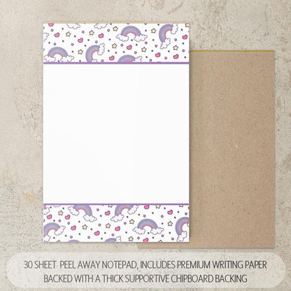 Personalized Stationery Set - Rainbow Letter Set with Girls Writing Paper & Custom Note Cards