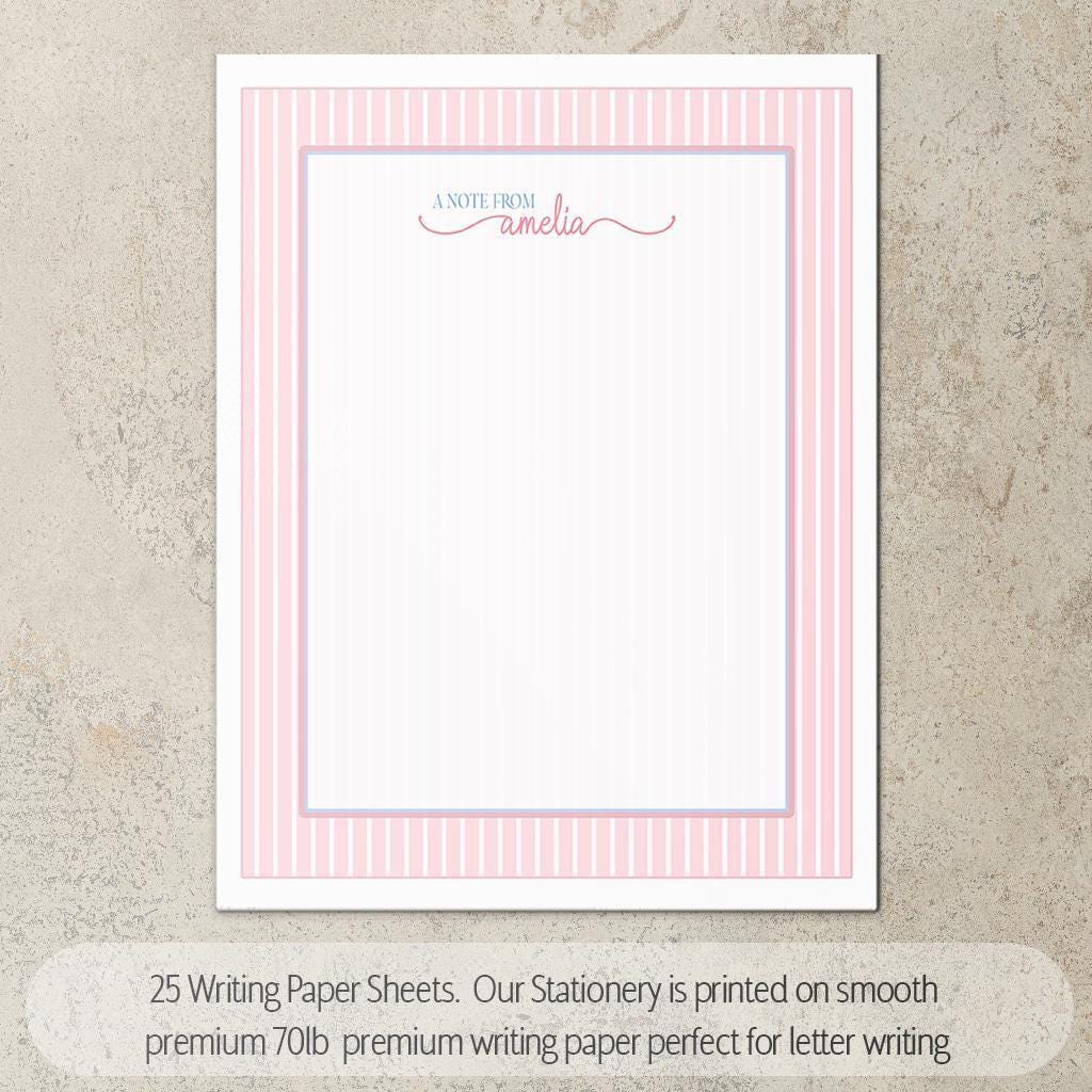 Personalized Stationery Set – Custom Girls Writing Set with Monogram Letter Paper & Envelopes