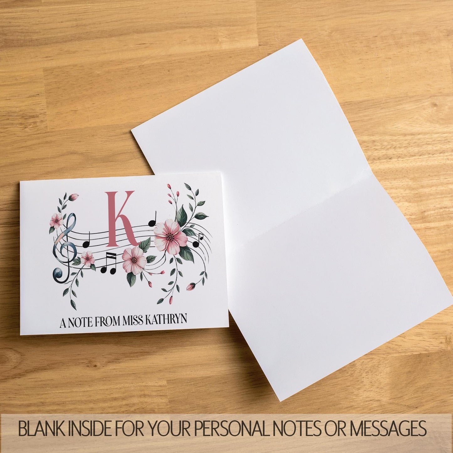 Personalized Music Notecards – Floral Music Notes Cards | Teacher Appreciation Gifts