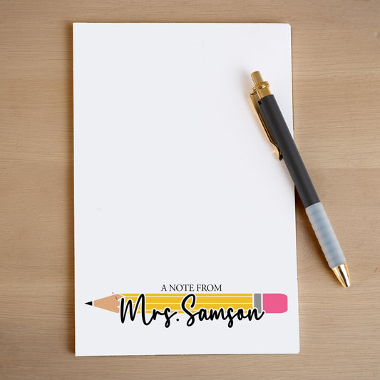 Personalized Teacher Notepad - Custom Name Stationery | Classroom Notepads & Teacher Appreciation Gifts