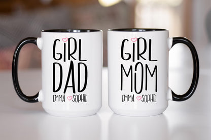 Personalized Girl Dad Mug - Fathers Day Gift | Custom Kids Name Mug, Microwave Safe Coffee Cup