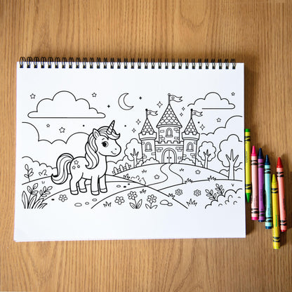 Personalized Girls Coloring Book, Princess Unicorn, 50Pg, 11x8.5