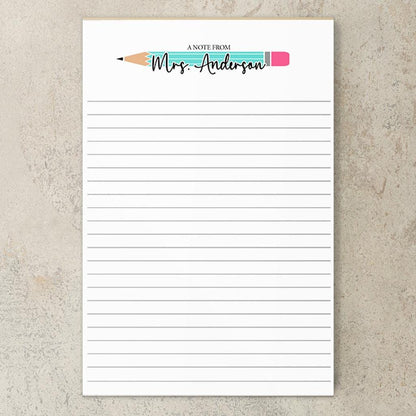 Personalized Teacher Notepad - Custom Name Stationery | Classroom Notepads Gift