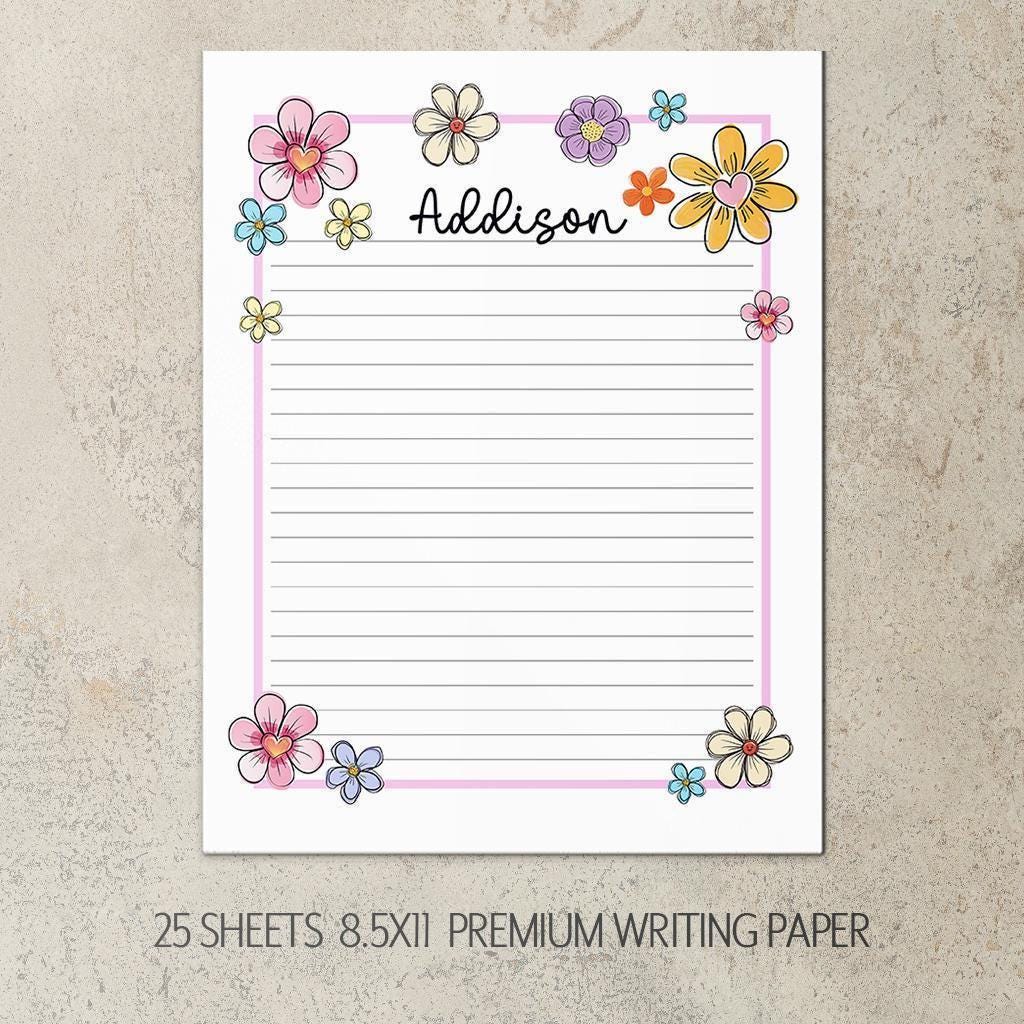 Personalized Stationery Set – Kids Letter Writing Kit With Floral Notepads & Envelopes