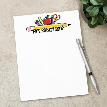 Personalized Teacher Notepad - Custom Name Stationery | Classroom Notepads, Teacher Pencil Notes