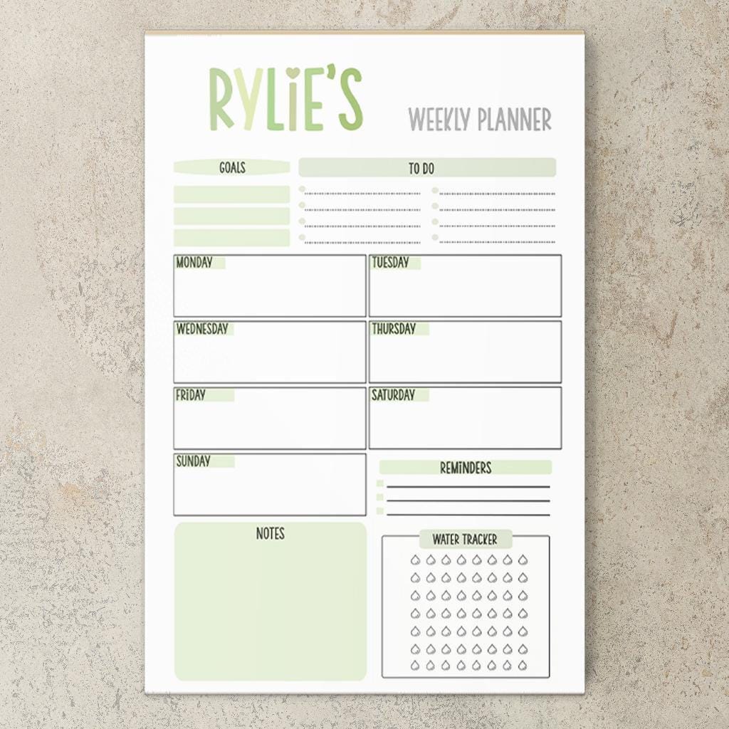 Personalized Weekly Planner - Custom Name Notepad | Calendar To Do List