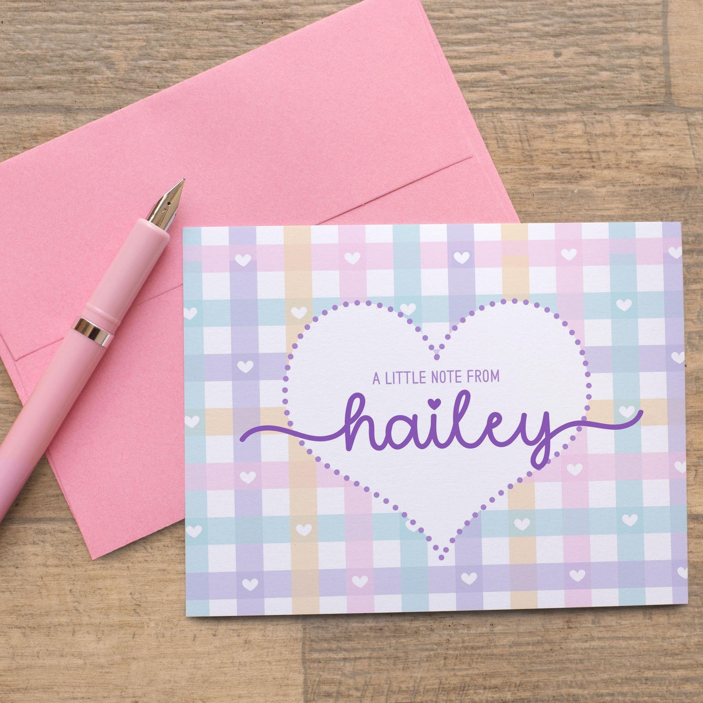 Personalized Note Cards - Custom Name Notecards | Cute Girls Stationery Set with Envelopes
