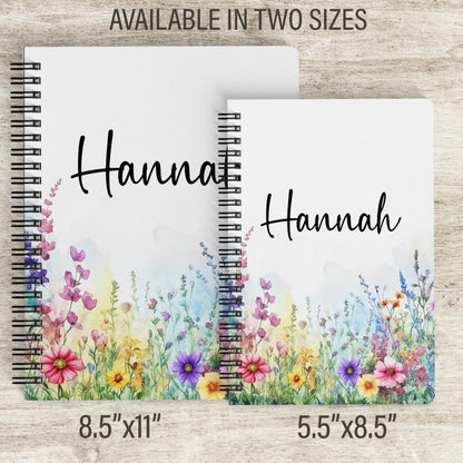 Custom Wildflower Notebook - Spiral Bound Floral Sketchbook With Lined And Blank Pages