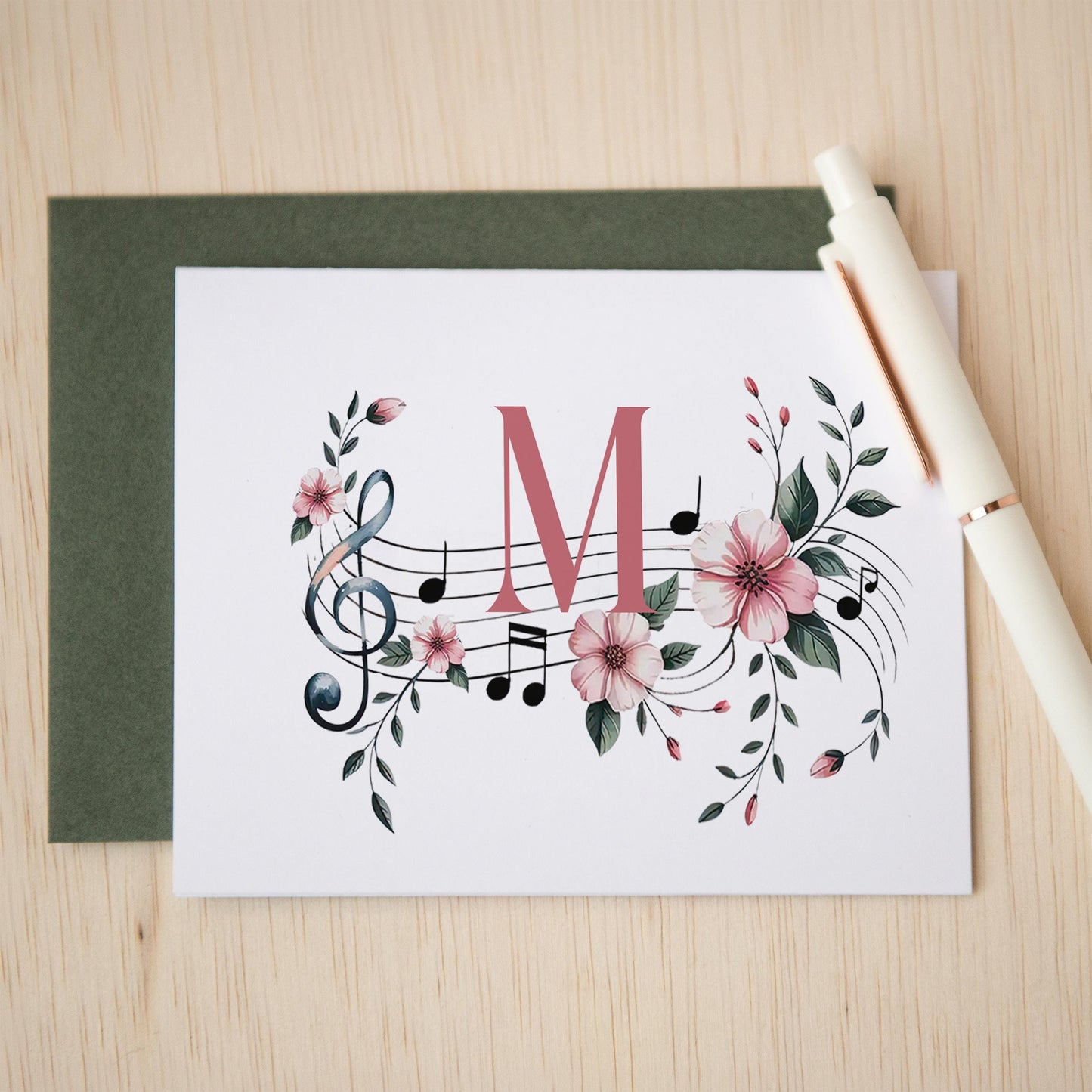 Personalized Music Notecards – Floral Music Notes Cards | Teacher Appreciation Gifts
