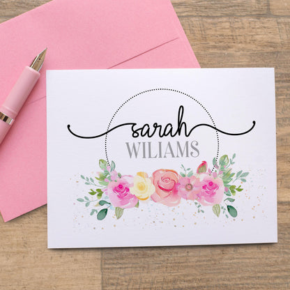Personalized Note Cards – Custom Notecards with Envelopes | Wildflower Greeting Cards Set