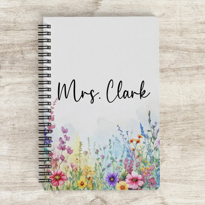 Custom Wildflower Notebook - Spiral Bound Floral Sketchbook With Lined And Blank Pages