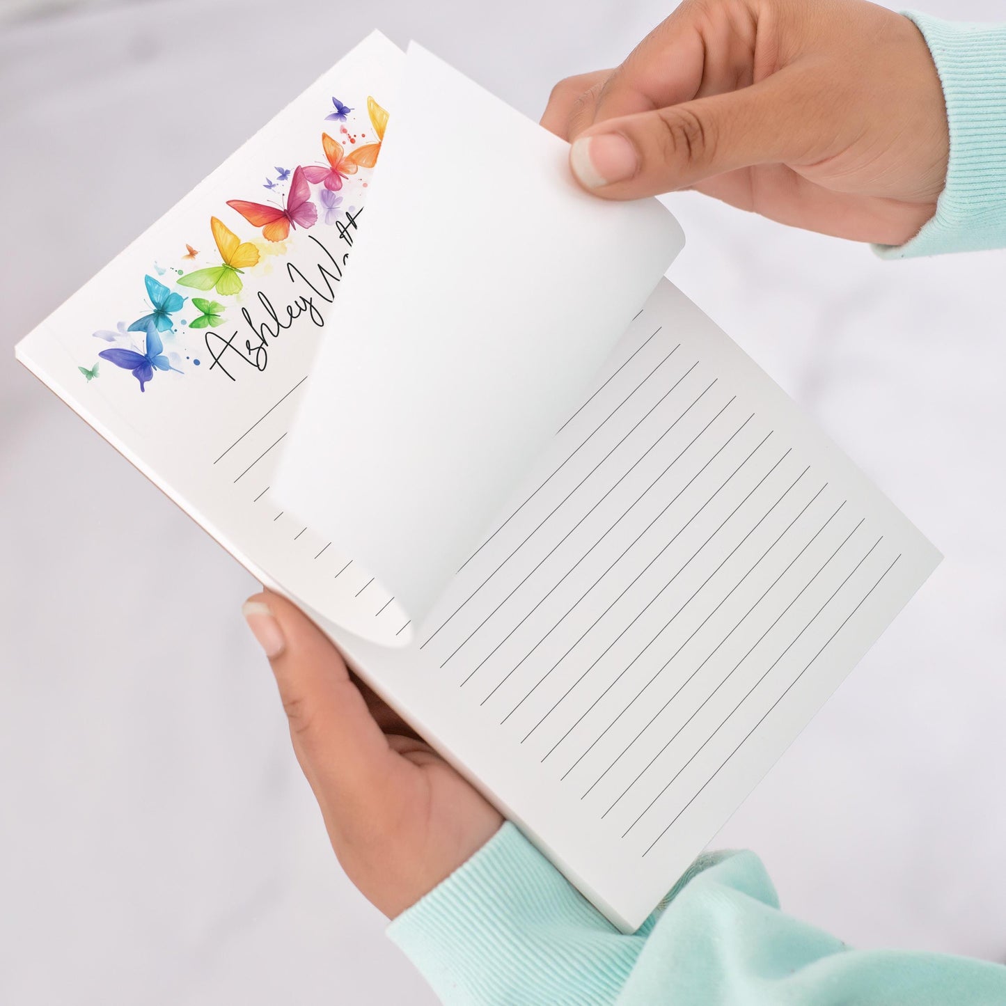 Personalized Notepad - Custom Rainbow Butterfly Notepads | Office Memo Pad Gift