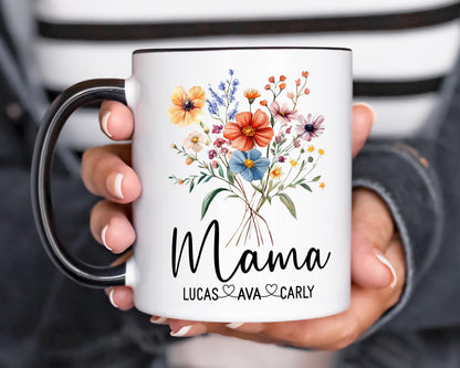 Personalized Mama Mug - Custom Name Wildflower Coffee Cup | Gift For Mom