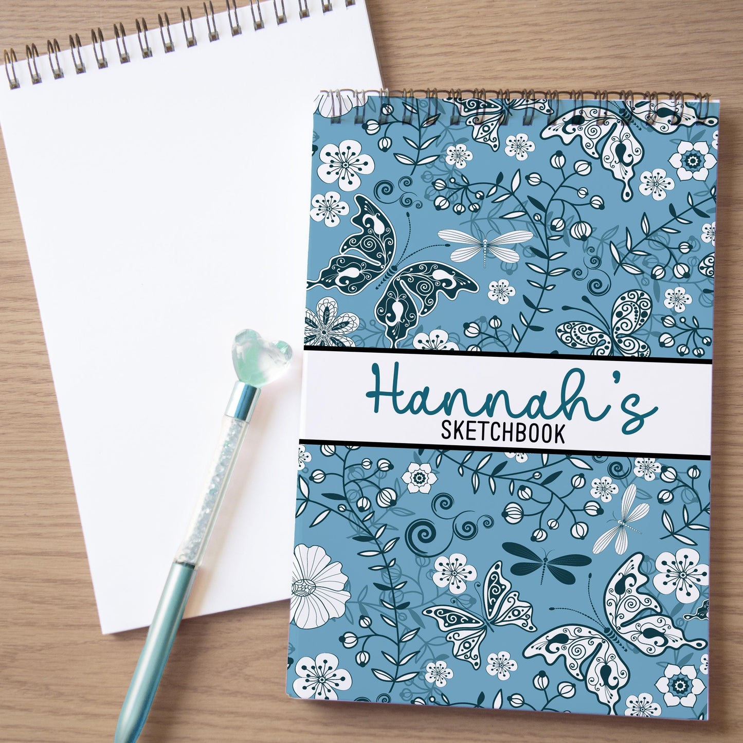 Personalized Kids Sketchbook - Custom Drawing Pad with Butterfly Art Pad & Name