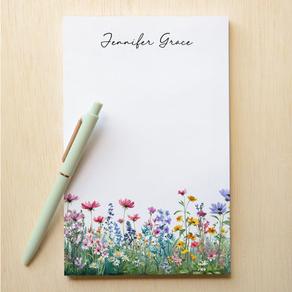 Personalized Flower Notepad – Custom Name Notepads with Floral Garden Design