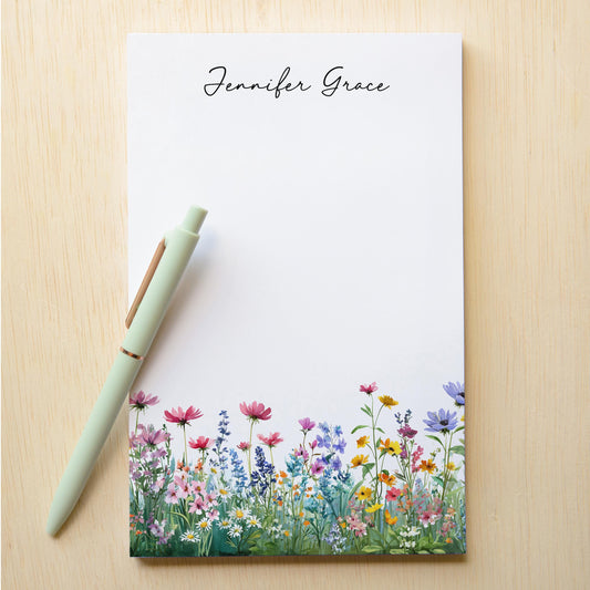 Personalized Flower Notepad – Custom Name Notepads with Floral Garden Design