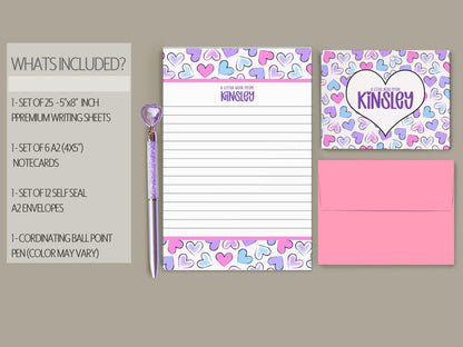 Personalized Stationery Set – Girls Letter Writing Paper & Envelopes Gift