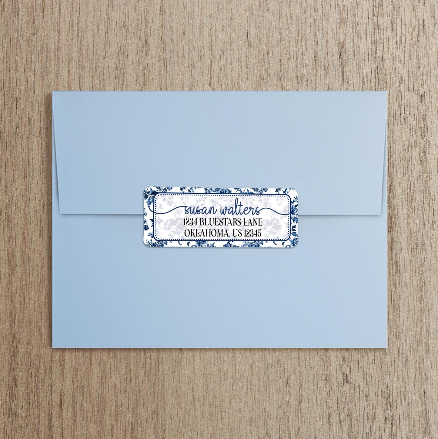 Personalized Address Labels - Blue Floral Return Address Stickers | Water Resistant, Smudge Proof