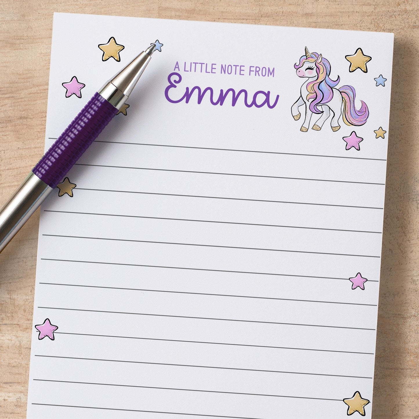 Personalized Unicorn Notepad – Custom Kids Notepad with Name | Cute Girls Stationery Gift
