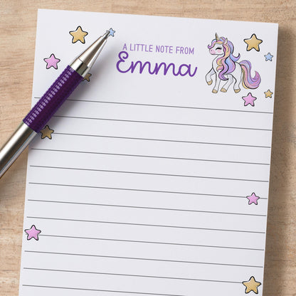 Personalized Unicorn Notepad – Custom Kids Notepad with Name | Cute Girls Stationery Gift