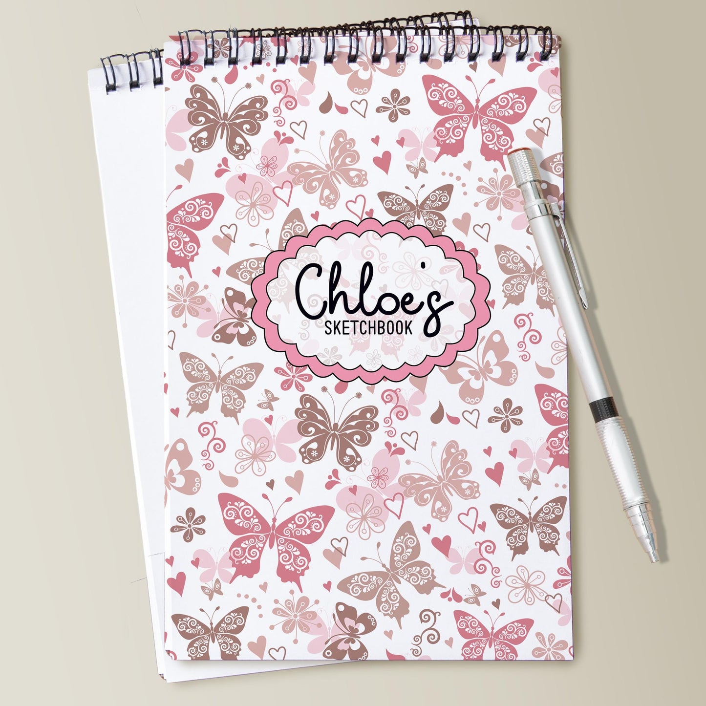 Personalized Kids Sketchbook - Custom Drawing Pad With Name | Butterfly Art Pad