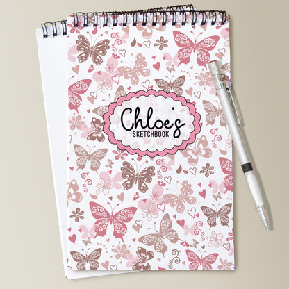 Personalized Kids Sketchbook - Custom Drawing Pad With Name | Butterfly Art Pad