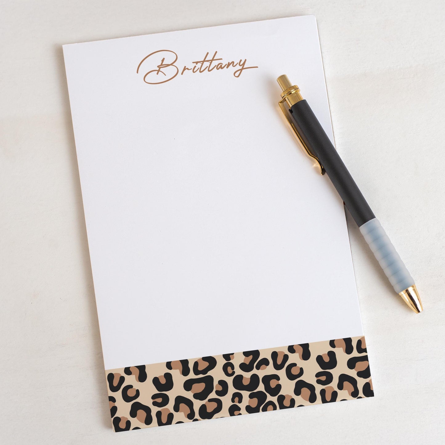 Personalized Notepad - Custom Name Notepads with Cheetah Print | Aesthetic Stationery