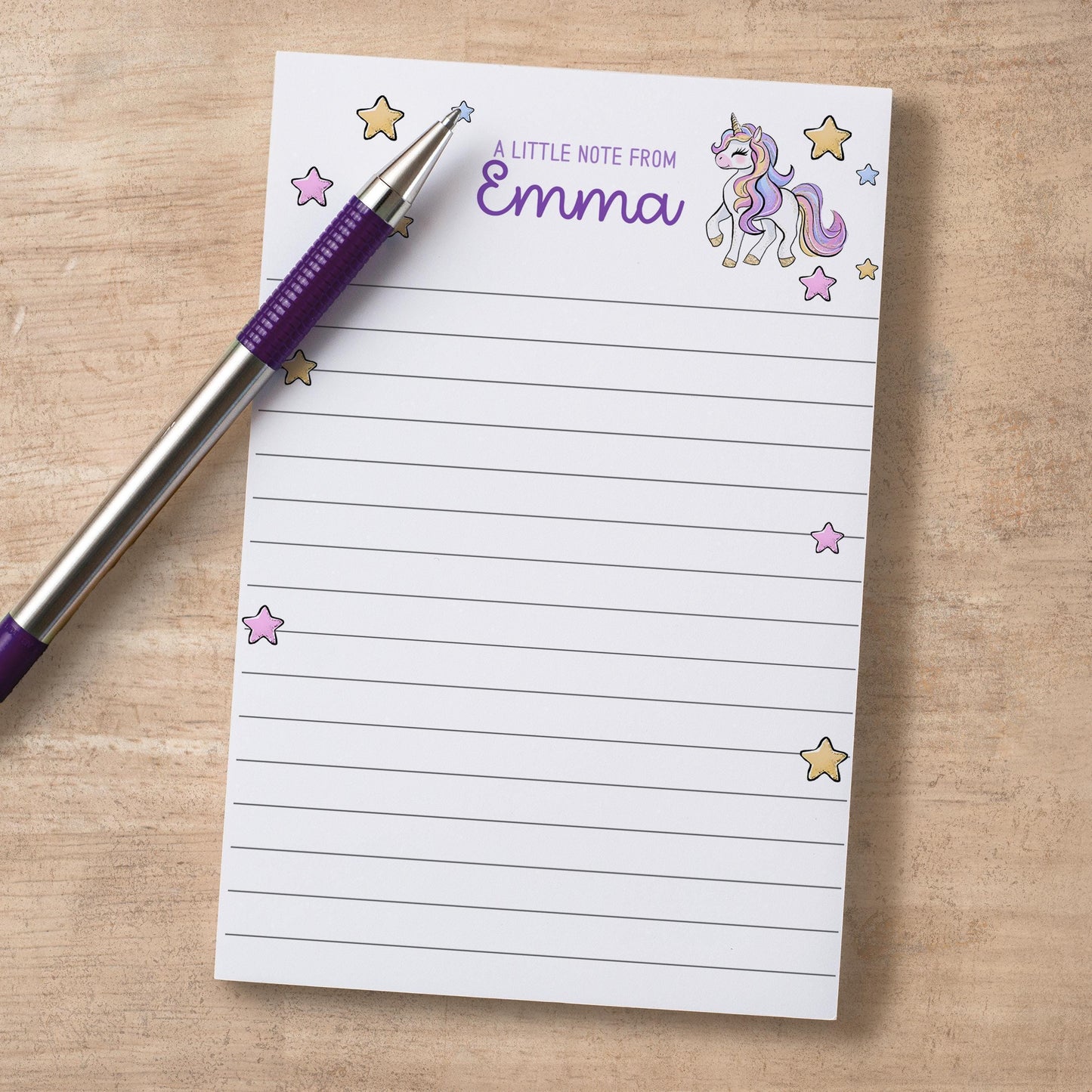 Personalized Unicorn Notepad – Custom Kids Notepad with Name | Cute Girls Stationery Gift