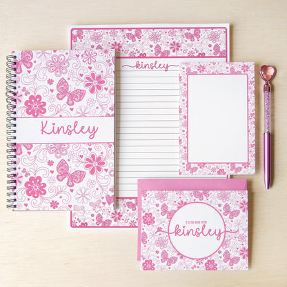 Personalized Stationery Set - Girls Butterfly Letter Writing Set with Notebook & Pen