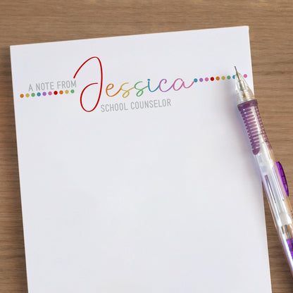 Personalized Notepad – Custom Stationery Rainbow Script Notepad with Professional Title