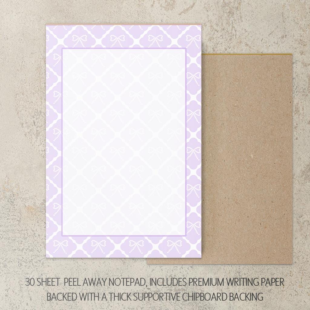 Personalized Stationery Set – Kids Letter Writing Kit with Purple Bow Notebook & Envelopes