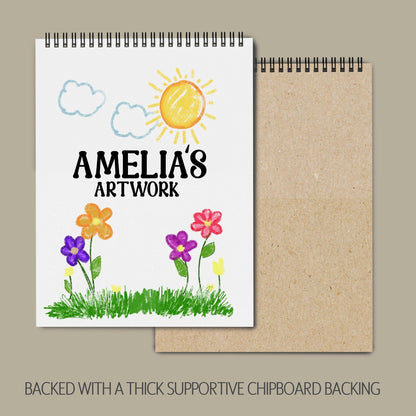 Kids Personalized Sketchbook – Custom Drawing Pad with Heavyweight Paper & Spiral Bound