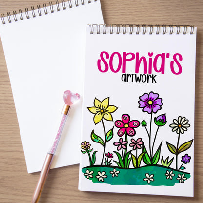 Personalized Girls Sketchbook – Custom Kids Drawing Pad with Spiral Bound Heavyweight Paper