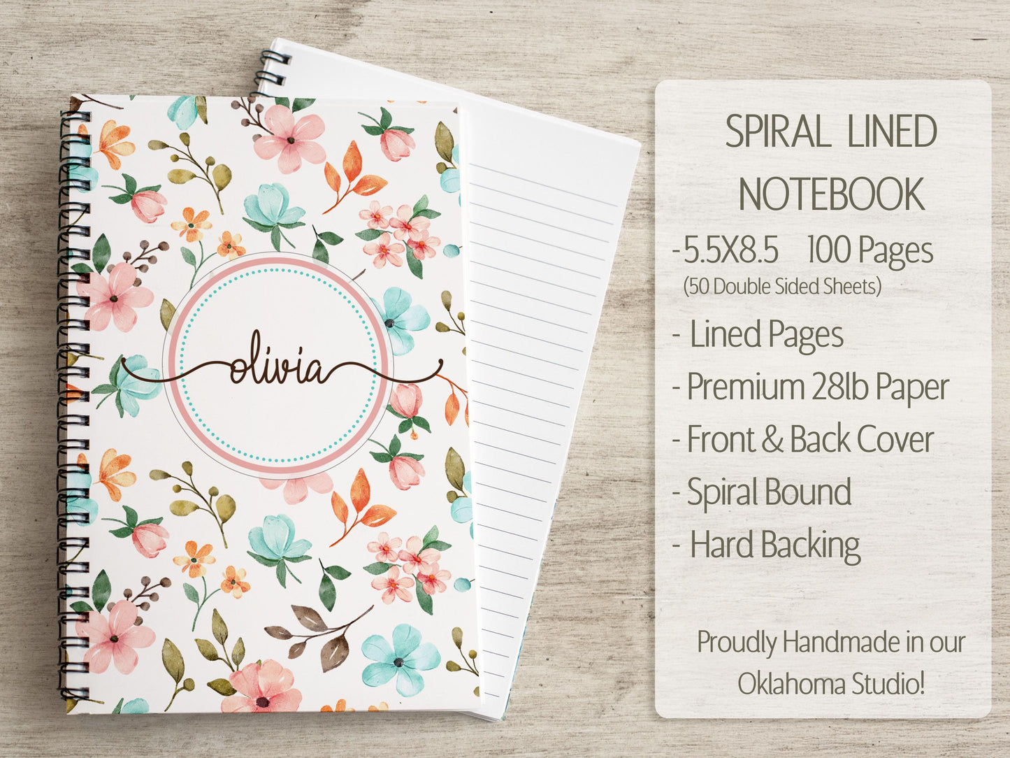 Personalized Stationery Set - Floral Notepads & Wildflower Notebook With Pen