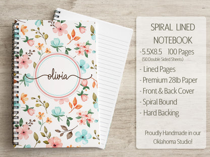 Personalized Stationery Set - Floral Notepads & Wildflower Notebook With Pen
