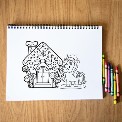 Personalized Unicorn Coloring Book, Christmas Advent 11x8.5" Spiral