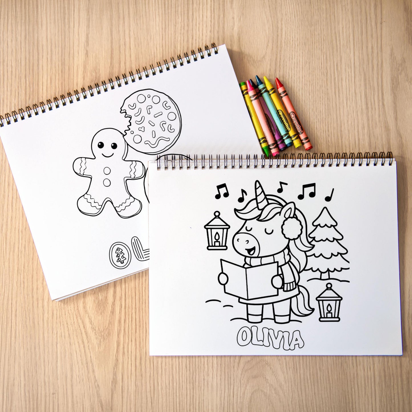 Personalized Unicorn Coloring Book, Christmas Advent 11x8.5" Spiral