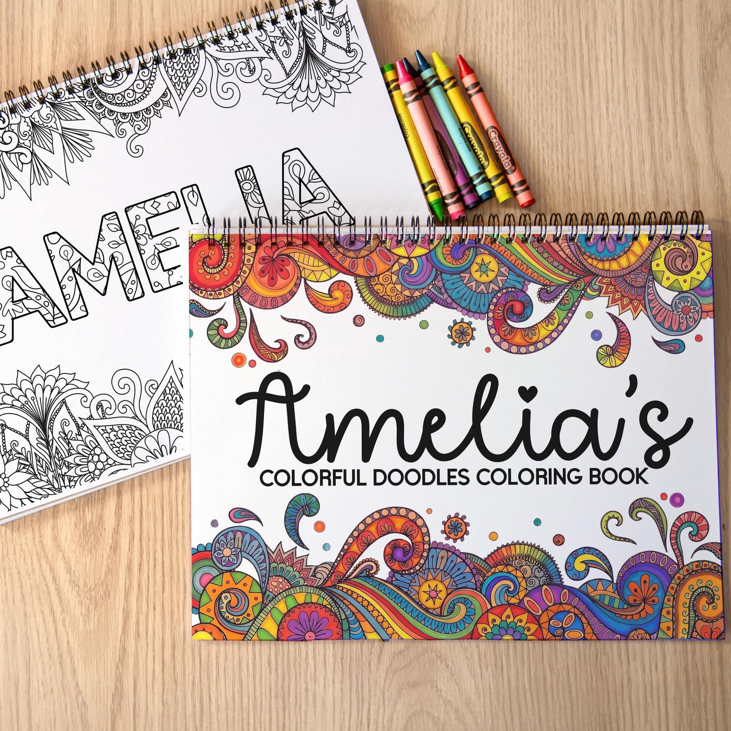 Personalized Coloring Book, 50 Pages, Spiral 11x8.5 Gift For Teens