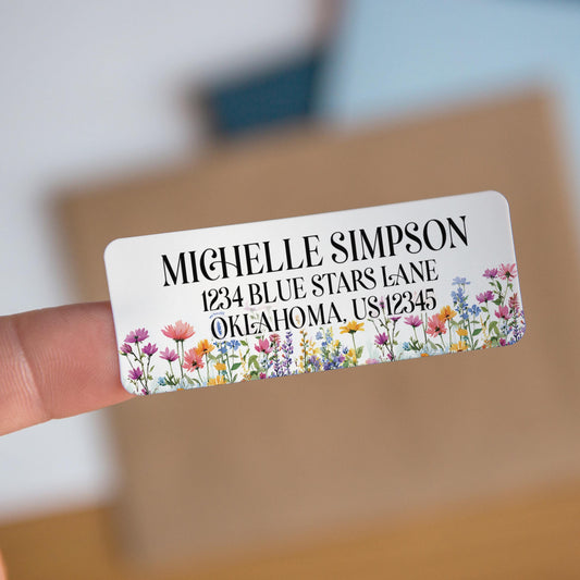 Custom Return Address Labels - Personalized Floral Stickers | Water Resistant, Smudge Proof