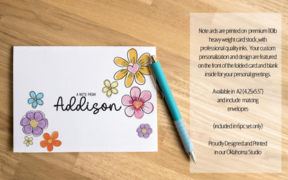 Personalized Stationery Set – Kids Letter Writing Kit With Floral Notepads & Envelopes