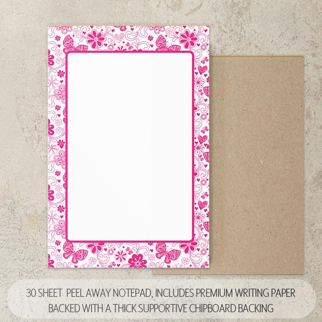 Personalized Stationery Set - Girls Butterfly Letter Writing Set with Spiral Notebook & Pen